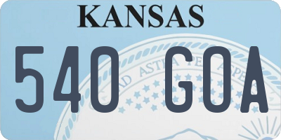 KS license plate 540GOA
