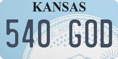 KS license plate 540GOD