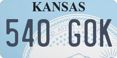 KS license plate 540GOK