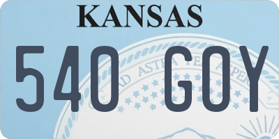KS license plate 540GOY