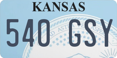 KS license plate 540GSY