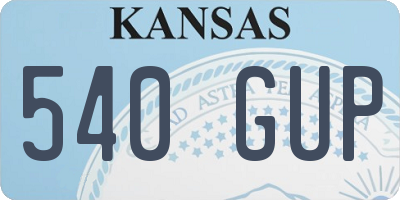 KS license plate 540GUP