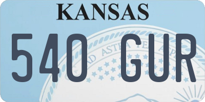 KS license plate 540GUR