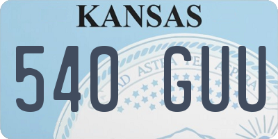 KS license plate 540GUU