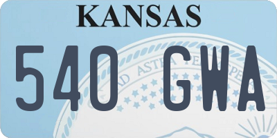 KS license plate 540GWA