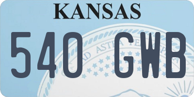 KS license plate 540GWB