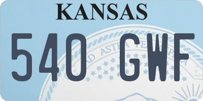 KS license plate 540GWF