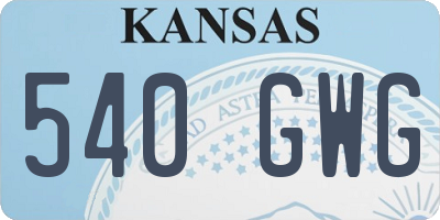 KS license plate 540GWG