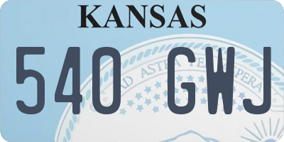 KS license plate 540GWJ