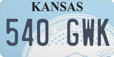 KS license plate 540GWK