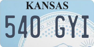 KS license plate 540GYI