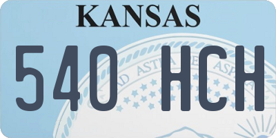 KS license plate 540HCH