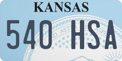 KS license plate 540HSA