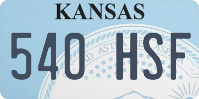 KS license plate 540HSF