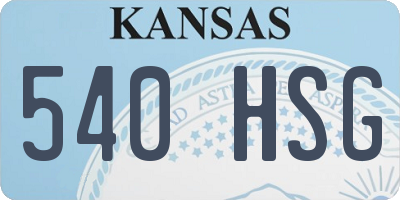 KS license plate 540HSG