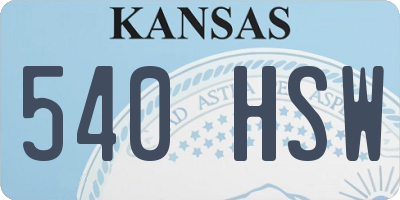 KS license plate 540HSW