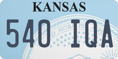 KS license plate 540IQA