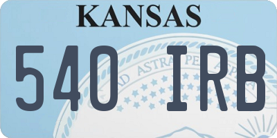 KS license plate 540IRB