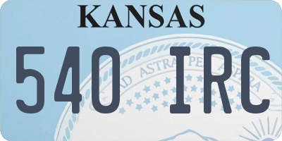 KS license plate 540IRC