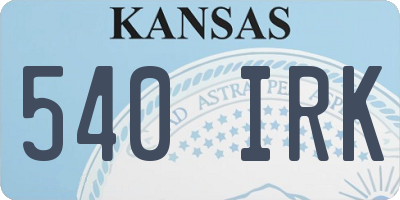 KS license plate 540IRK