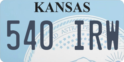 KS license plate 540IRW