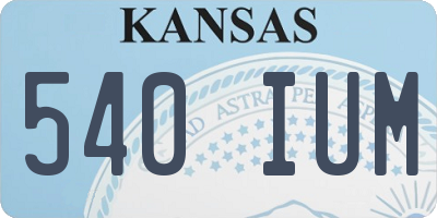 KS license plate 540IUM