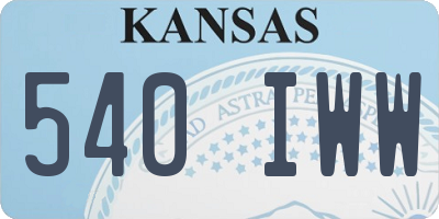 KS license plate 540IWW