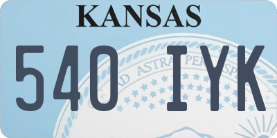 KS license plate 540IYK