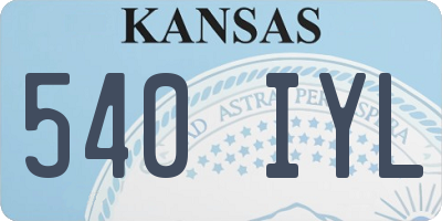 KS license plate 540IYL