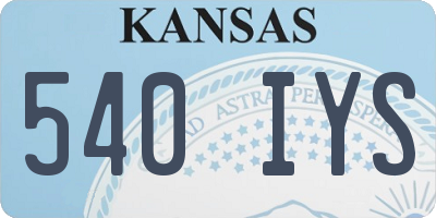 KS license plate 540IYS