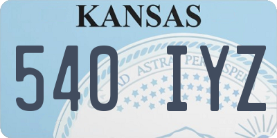 KS license plate 540IYZ