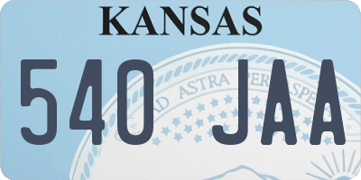 KS license plate 540JAA