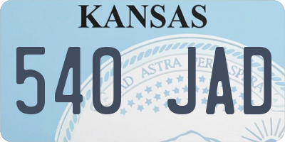KS license plate 540JAD
