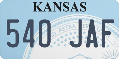 KS license plate 540JAF