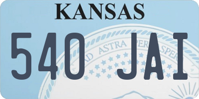 KS license plate 540JAI