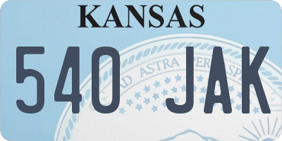KS license plate 540JAK