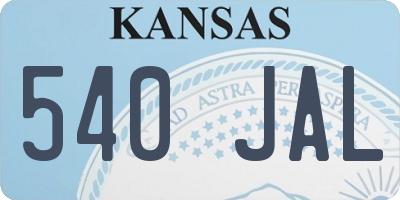 KS license plate 540JAL