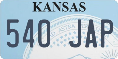 KS license plate 540JAP