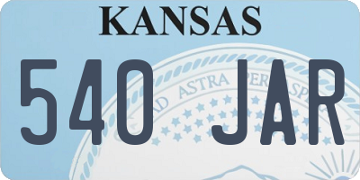 KS license plate 540JAR