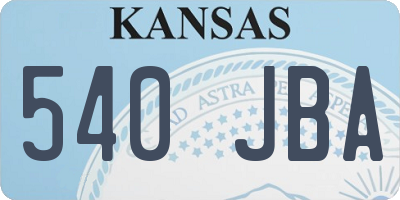 KS license plate 540JBA