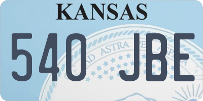 KS license plate 540JBE