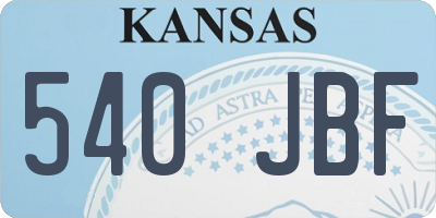 KS license plate 540JBF