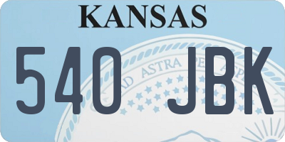 KS license plate 540JBK