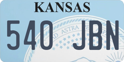 KS license plate 540JBN