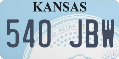 KS license plate 540JBW