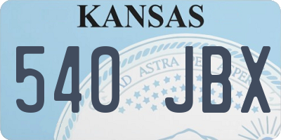 KS license plate 540JBX