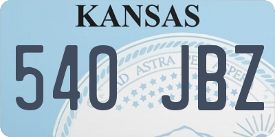KS license plate 540JBZ