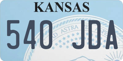 KS license plate 540JDA