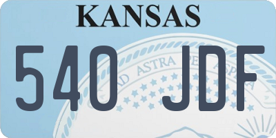 KS license plate 540JDF