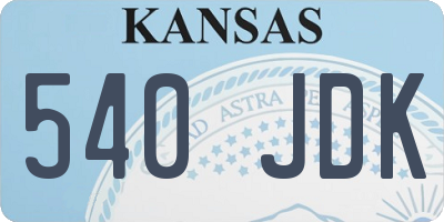 KS license plate 540JDK